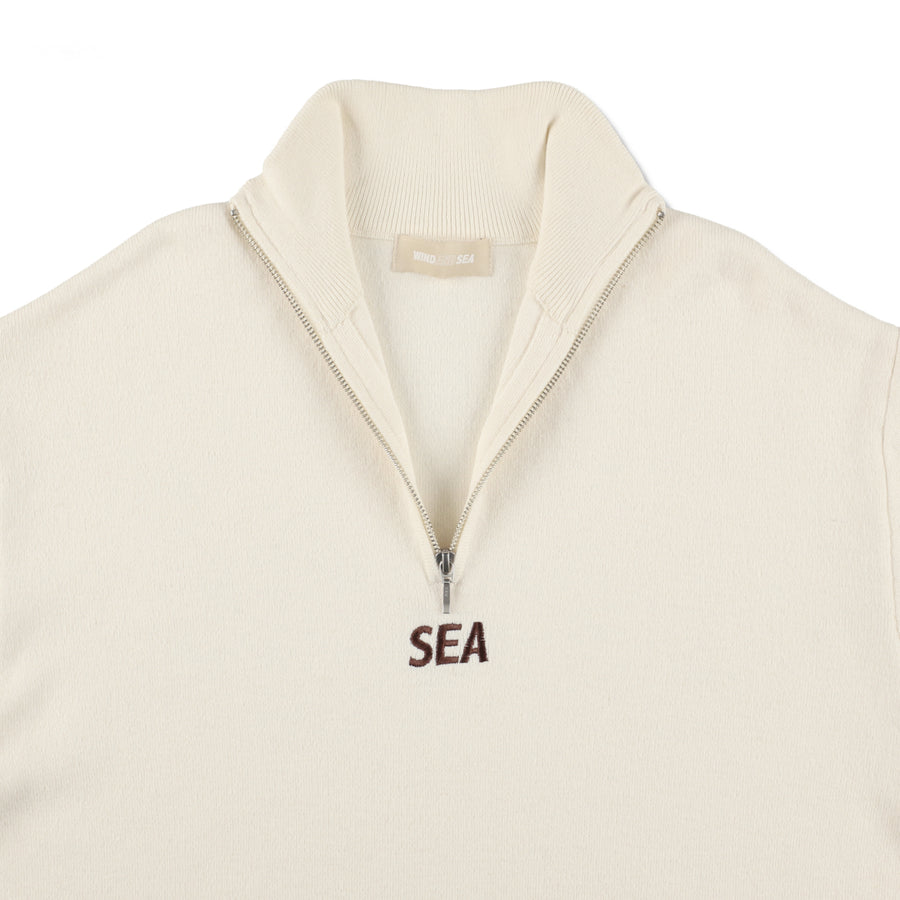 HALF ZIP COTTON CASHMERE KNIT / OFF_WHITE