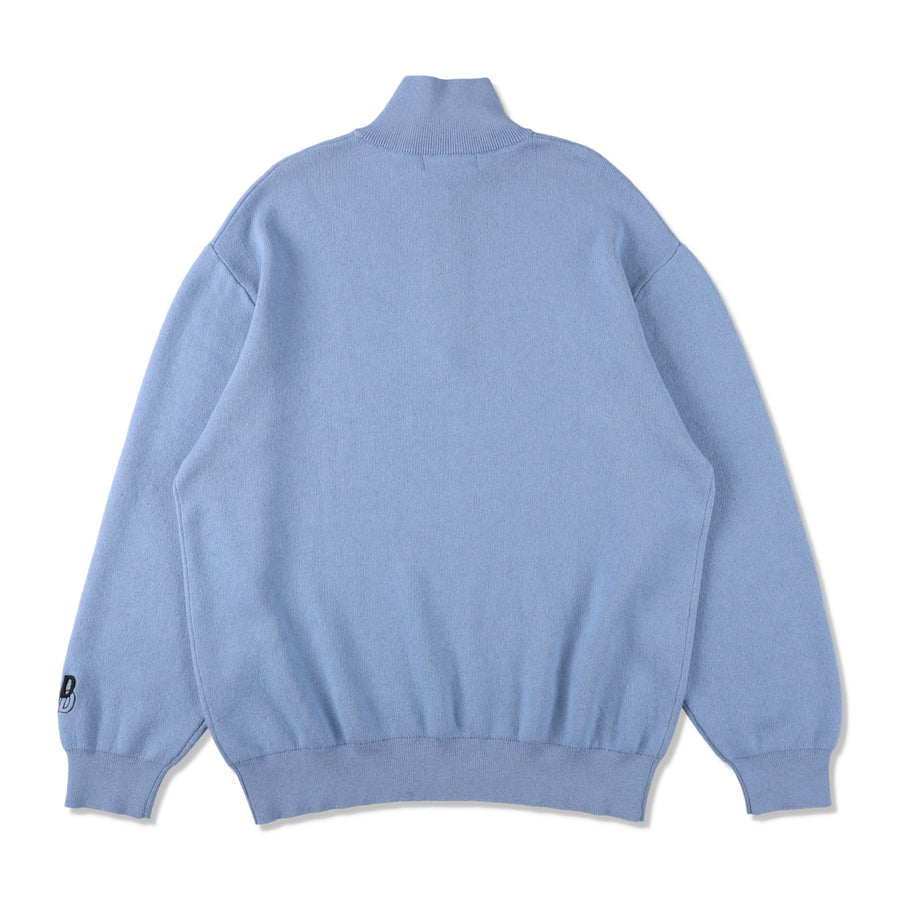 HALF ZIP COTTON CASHMERE KNIT / SKY_BLUE