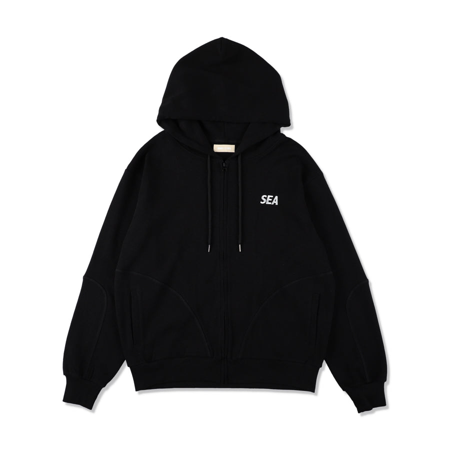 ES_W_Zip-Up Hooded Waffle Shirt / BLACK