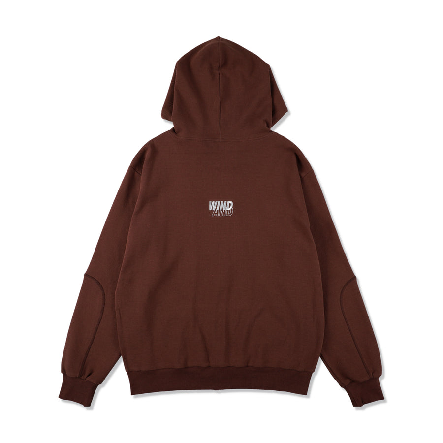 ES_W_Zip-Up Hooded Waffle Shirt / BROWN