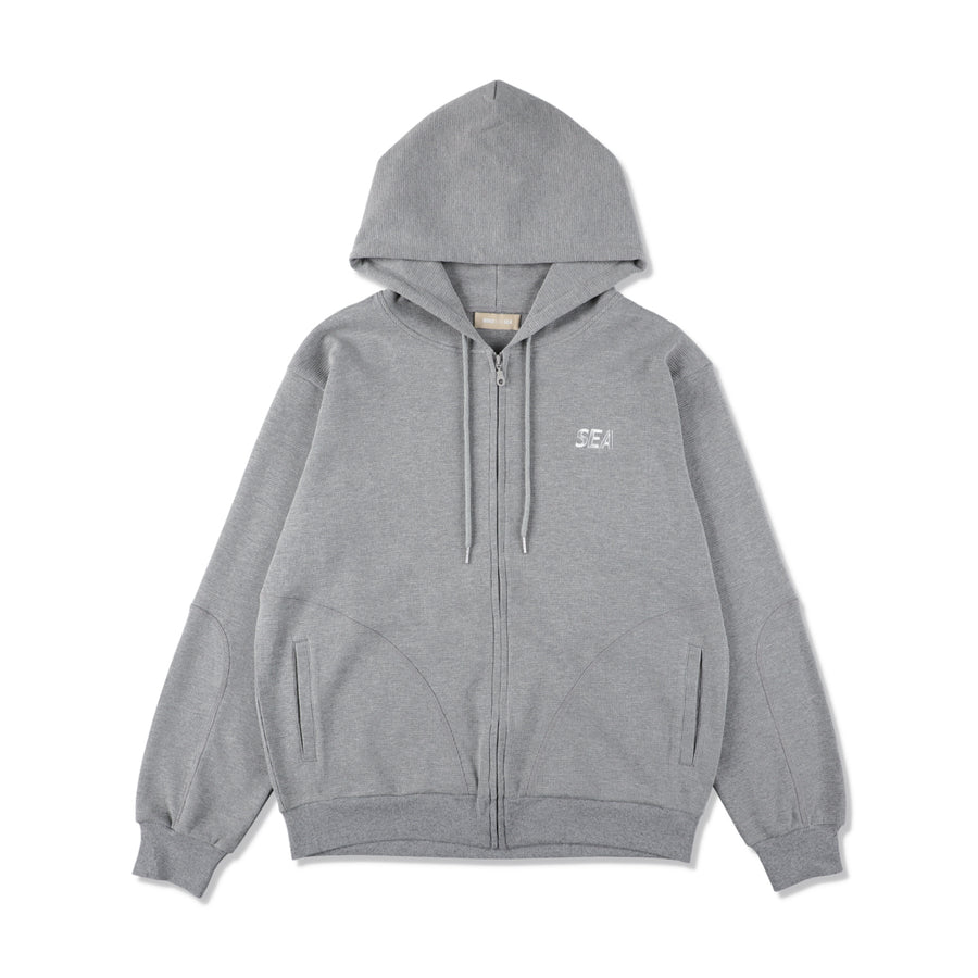 ES_W_Zip-Up Hooded Waffle Shirt / GRAY