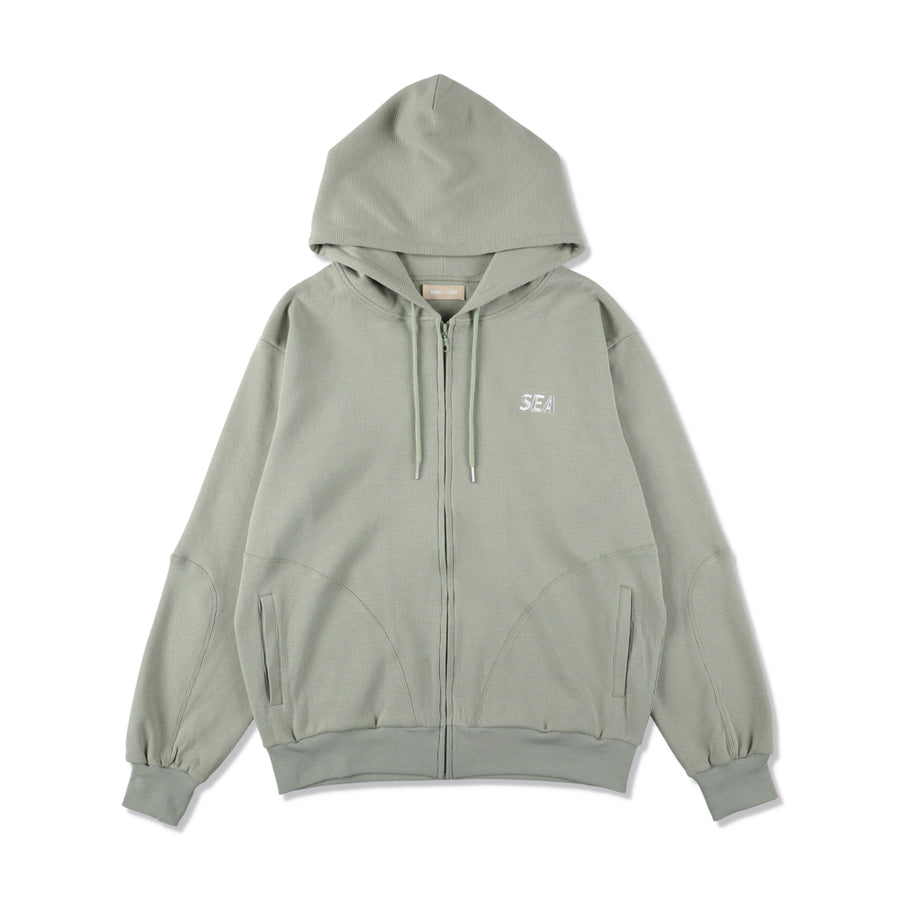 ES_W_Zip-Up Hooded Waffle Shirt / SAGE