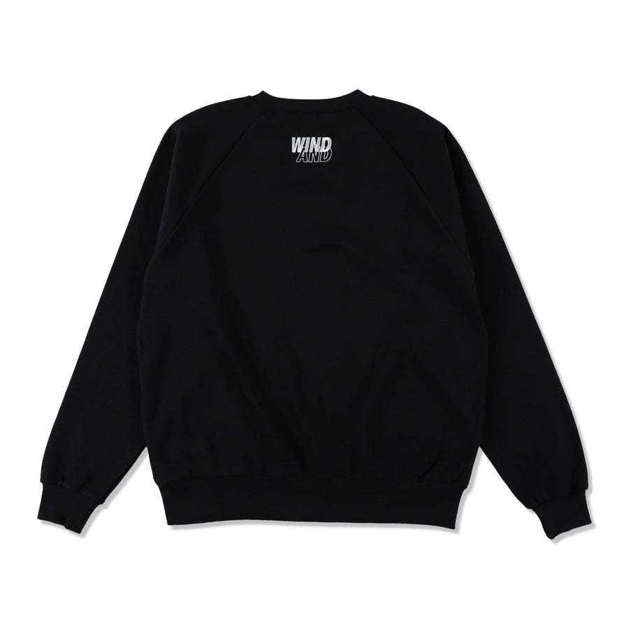 ES_W_Raglan Crew Neck Waffle Shirt / BLACK