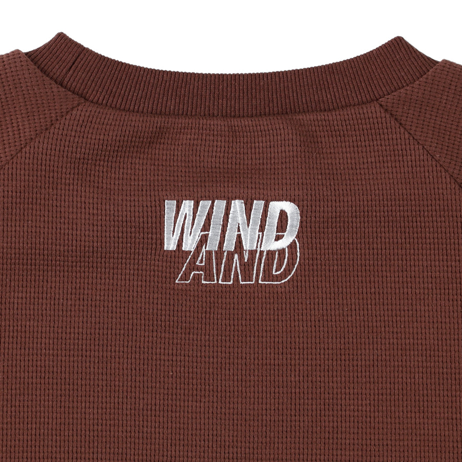 ES_W_Raglan Crew Neck Waffle Shirt / BROWN