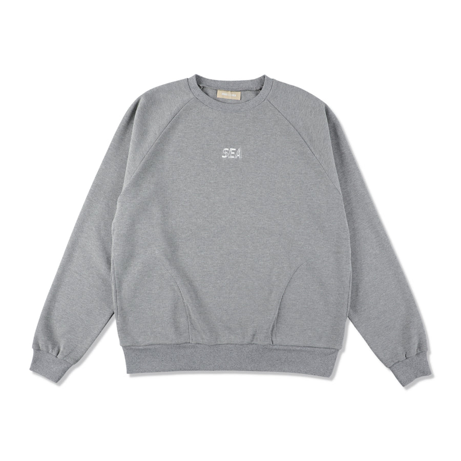 ES_W_Raglan Crew Neck Waffle Shirt / GRAY