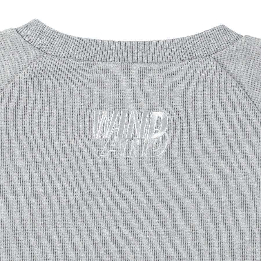 ES_W_Raglan Crew Neck Waffle Shirt / GRAY