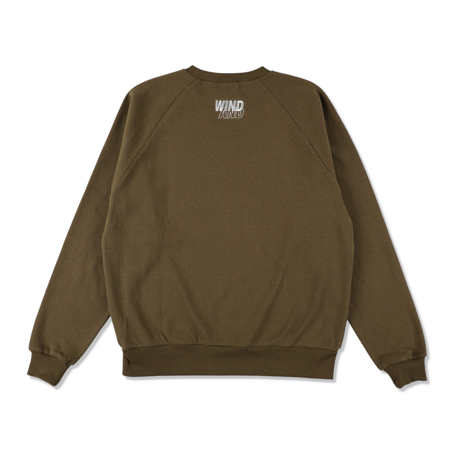 ES_W_Raglan Crew Neck Waffle Shirt / OLIVE