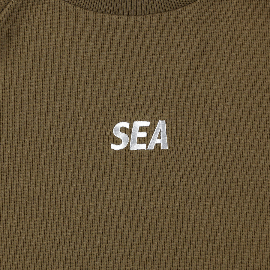 ES_W_Raglan Crew Neck Waffle Shirt / OLIVE