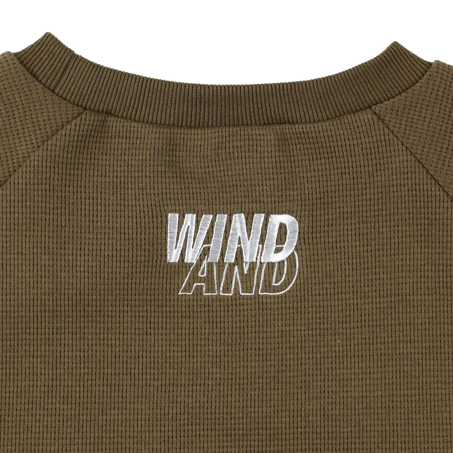 ES_W_Raglan Crew Neck Waffle Shirt / OLIVE