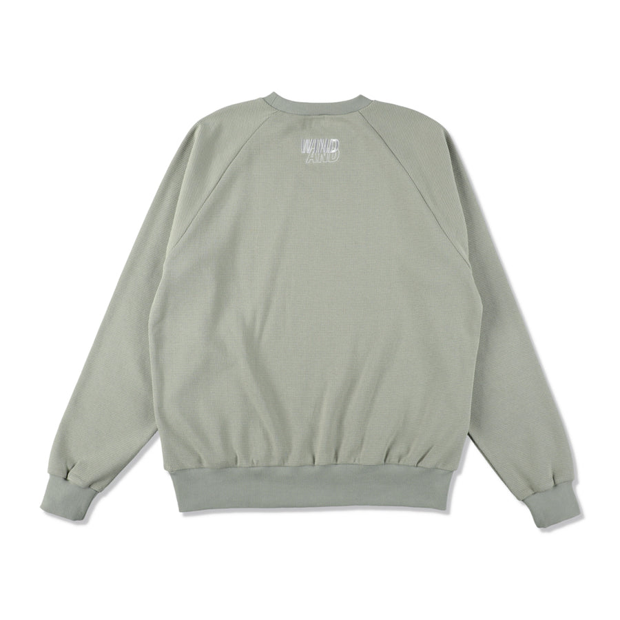 ES_W_Raglan Crew Neck Waffle Shirt / SAGE