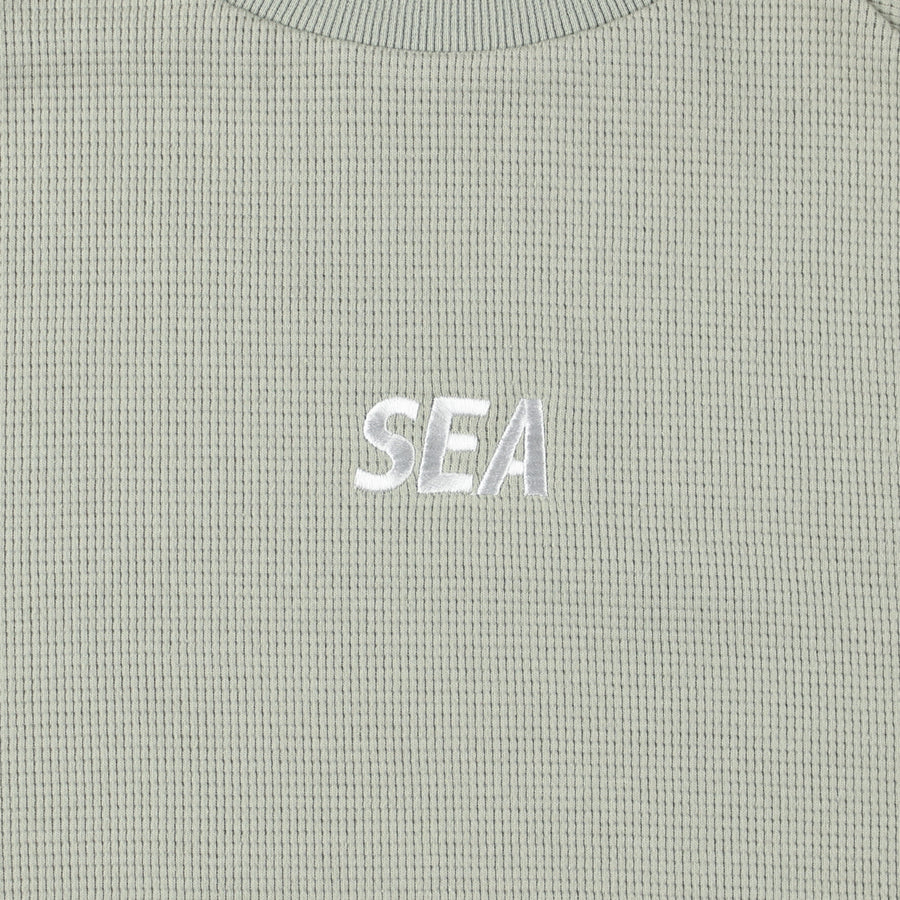 ES_W_Raglan Crew Neck Waffle Shirt / SAGE