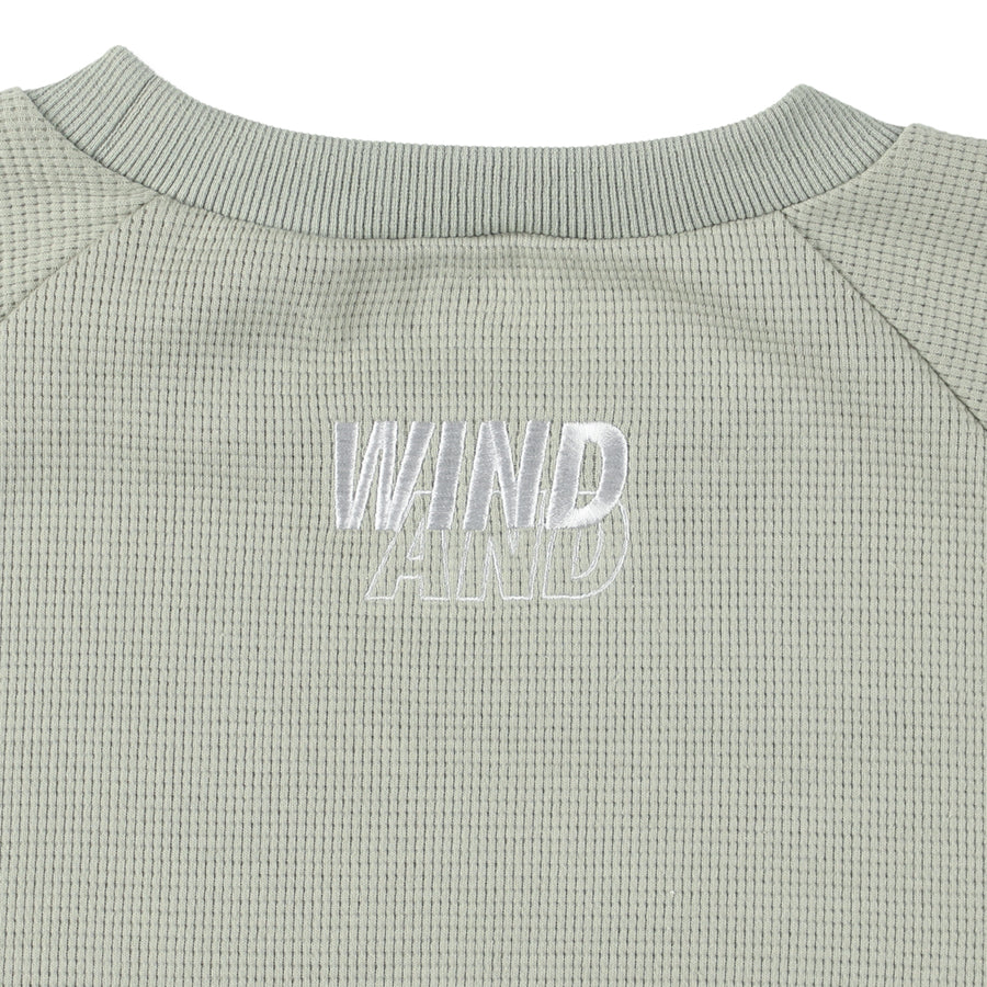 ES_W_Raglan Crew Neck Waffle Shirt / SAGE