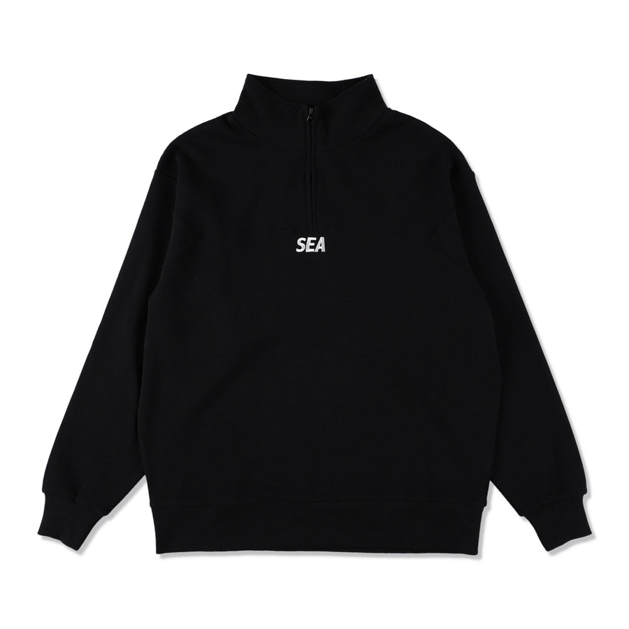 ES_W_Half Zip Waffle Shirt / BLACK