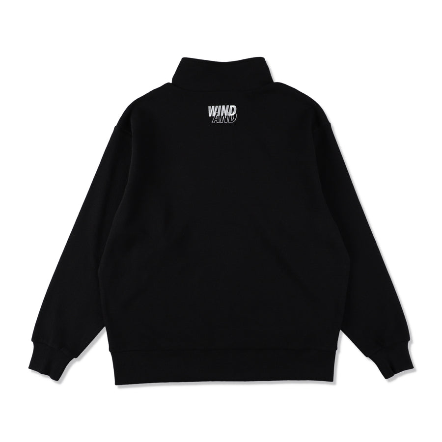 ES_W_Half Zip Waffle Shirt / BLACK