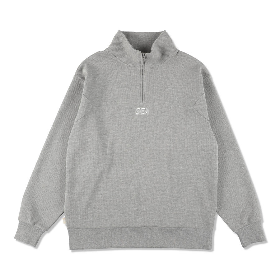 ES_W_Half Zip Waffle Shirt / GRAY