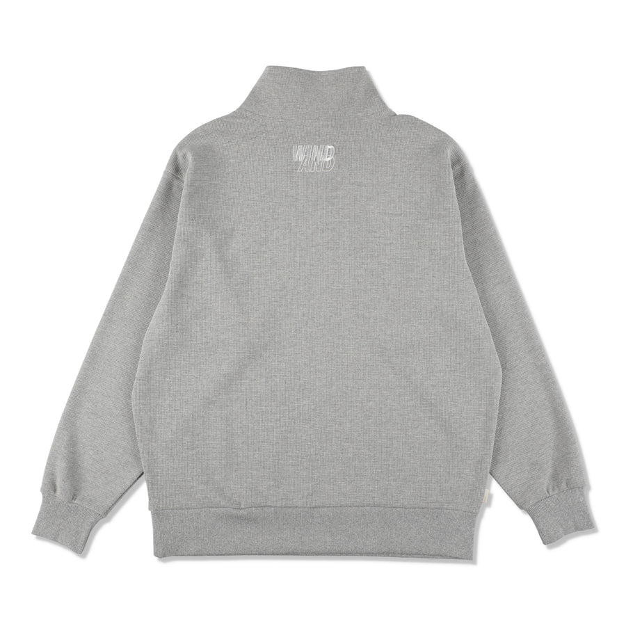 ES_W_Half Zip Waffle Shirt / GRAY