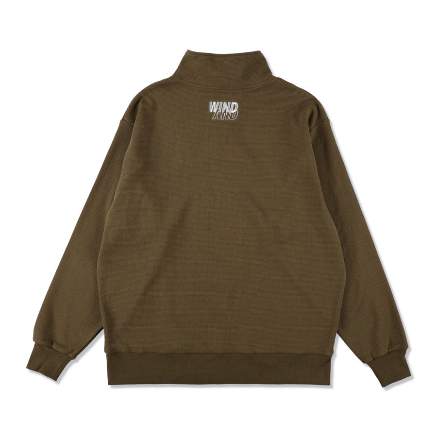 ES_W_Half Zip Waffle Shirt / OLIVE