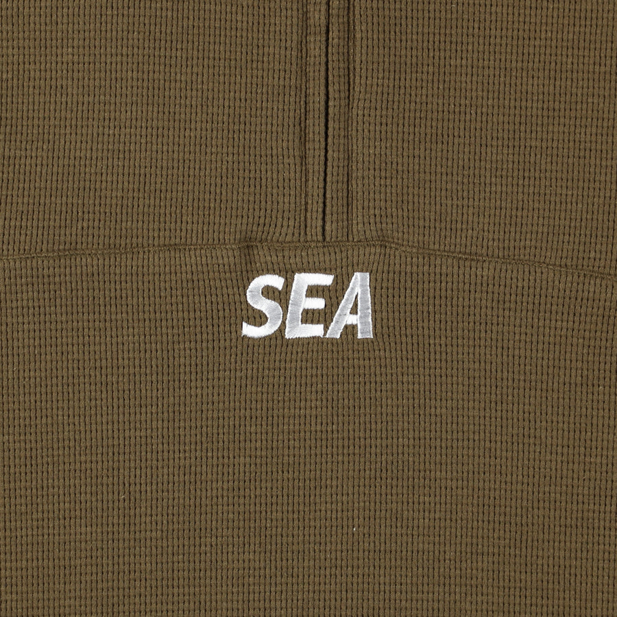 ES_W_Half Zip Waffle Shirt / OLIVE