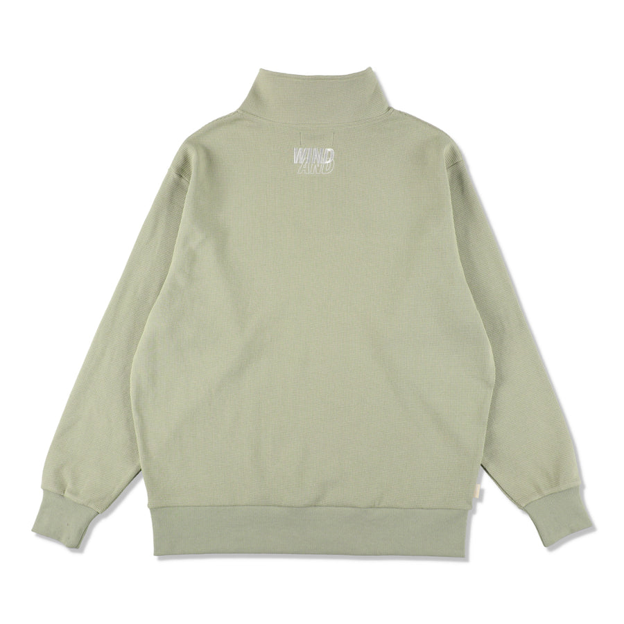 ES_W_Half Zip Waffle Shirt / SAGE