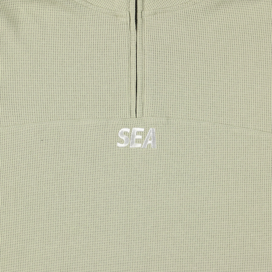 ES_W_Half Zip Waffle Shirt / SAGE