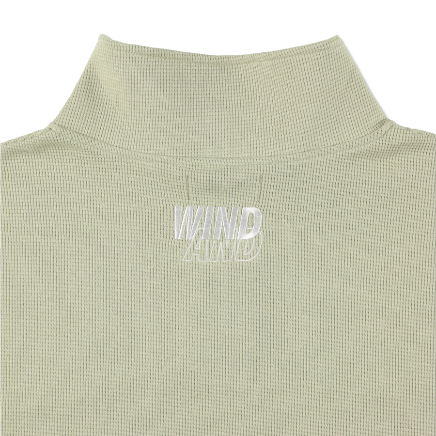 ES_W_Half Zip Waffle Shirt / SAGE