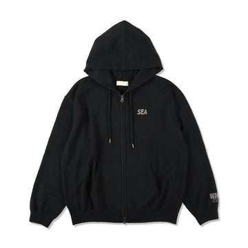 Bouclet Zip-up Hooded Sweatshirt / BLACK