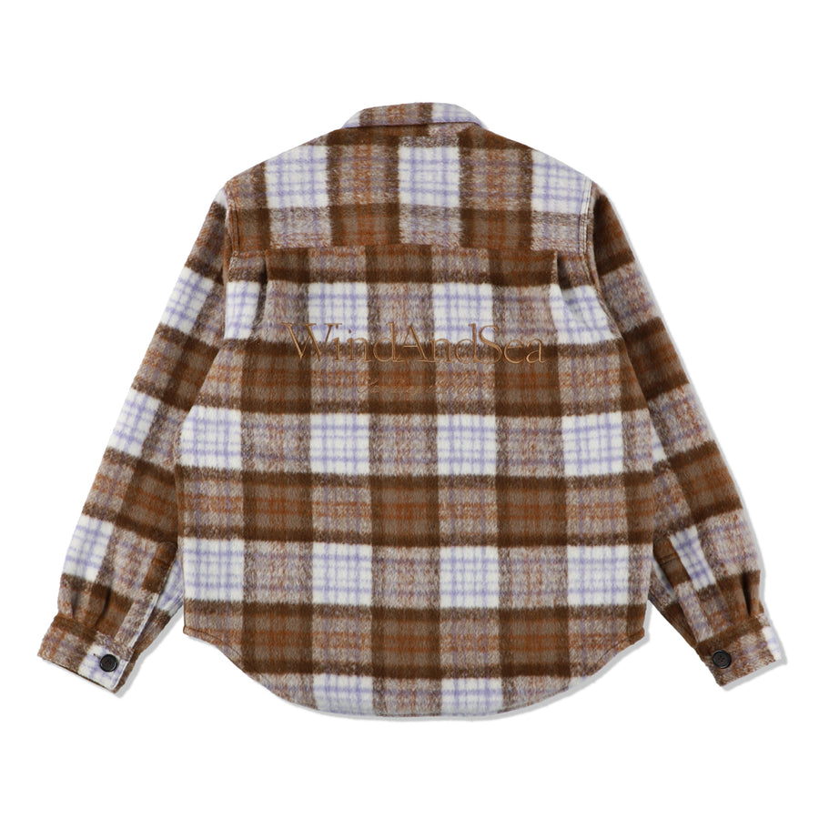 SHAGGY PLAID CPO SHIRT JACKET / BISCUIT