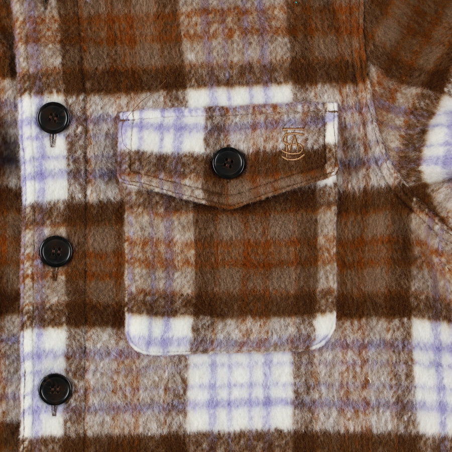 SHAGGY PLAID CPO SHIRT JACKET / BISCUIT