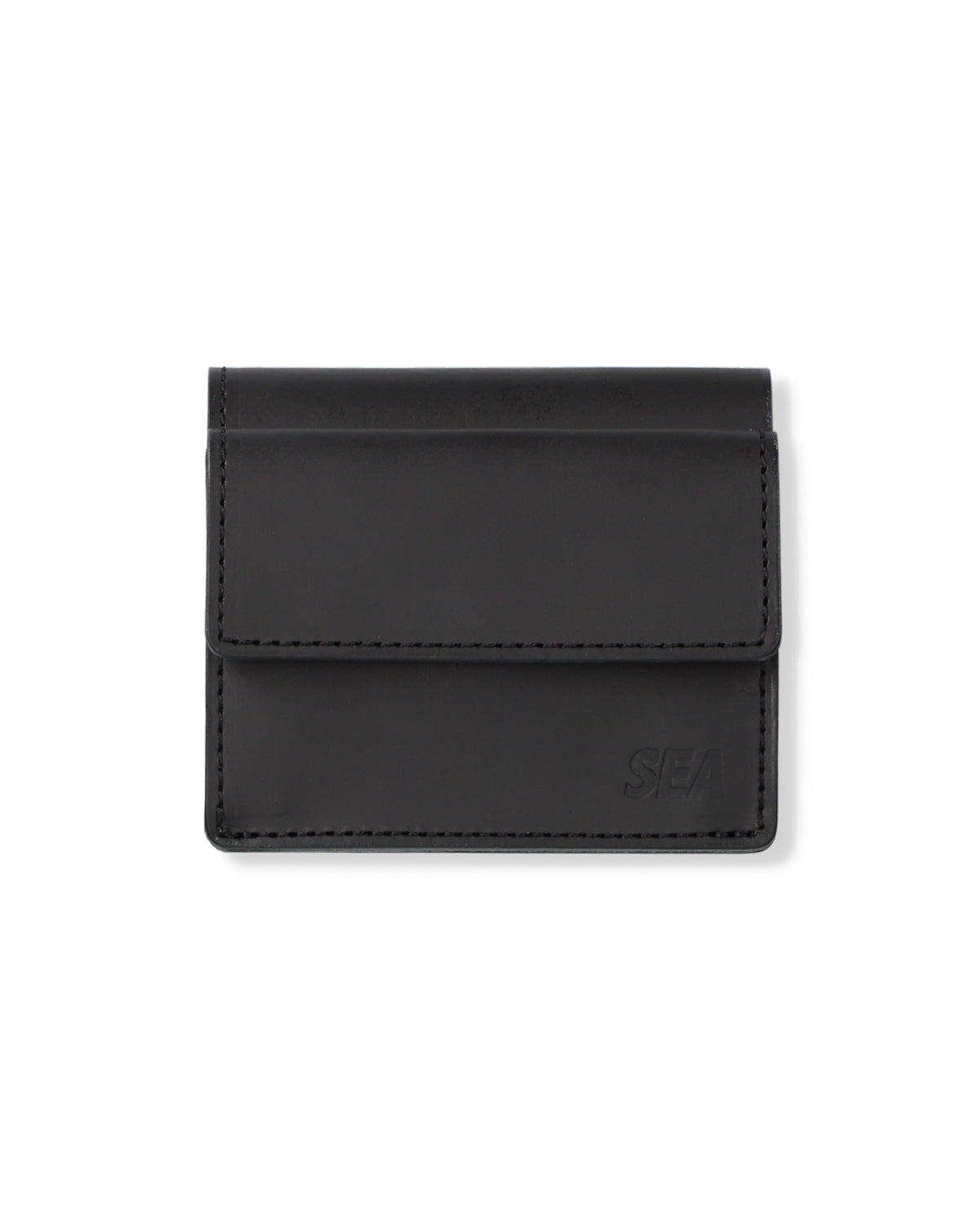 BLACK SEA LEATHER FLAT CARD HOLDER – WIND AND SEA