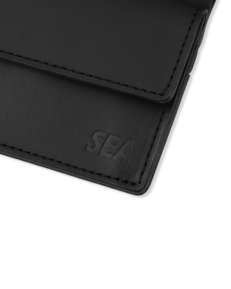 BLACK SEA LEATHER FLAT CARD HOLDER