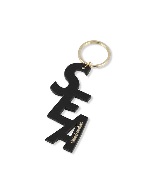 BLACK LEATHER (S_E_A) KEY HOLDER