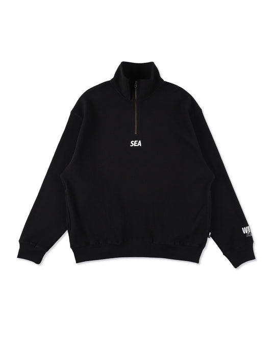 HEAVY WAFFLE HALF ZIP SWEATSHIRT