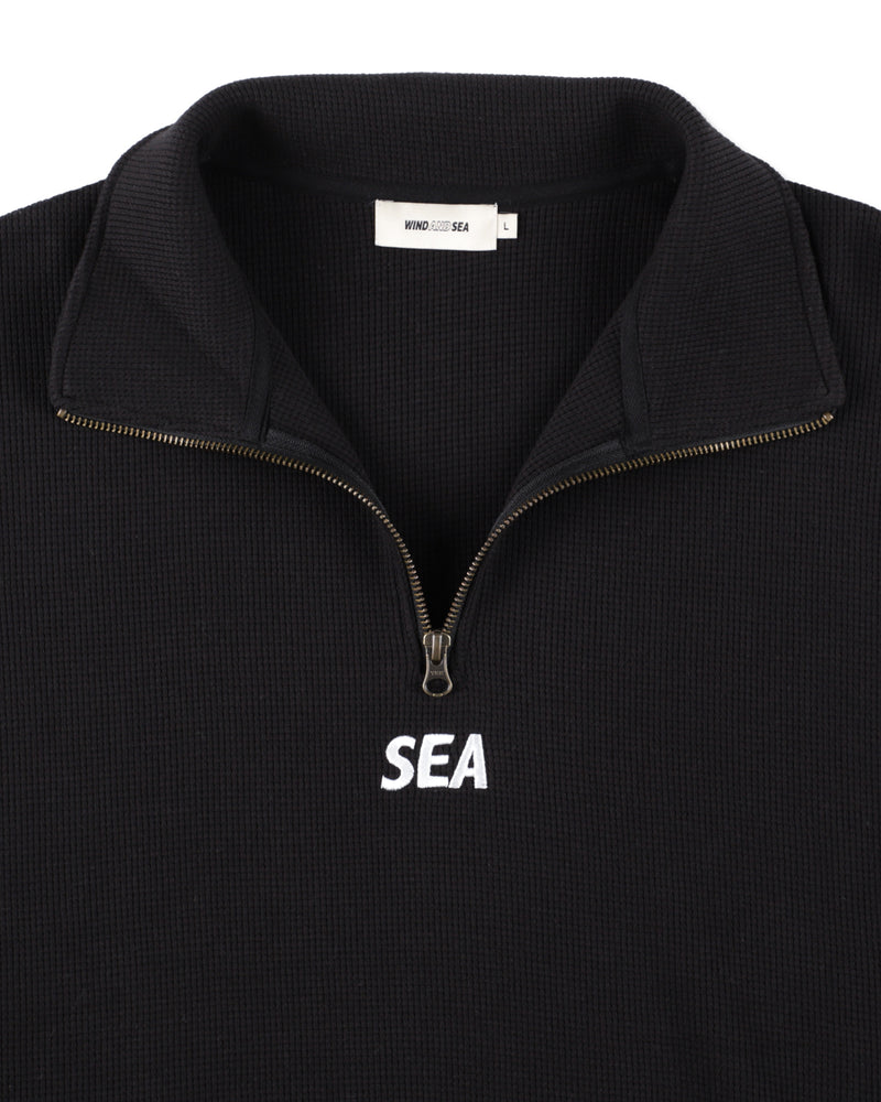 HEAVY WAFFLE HALF ZIP SWEATSHIRT