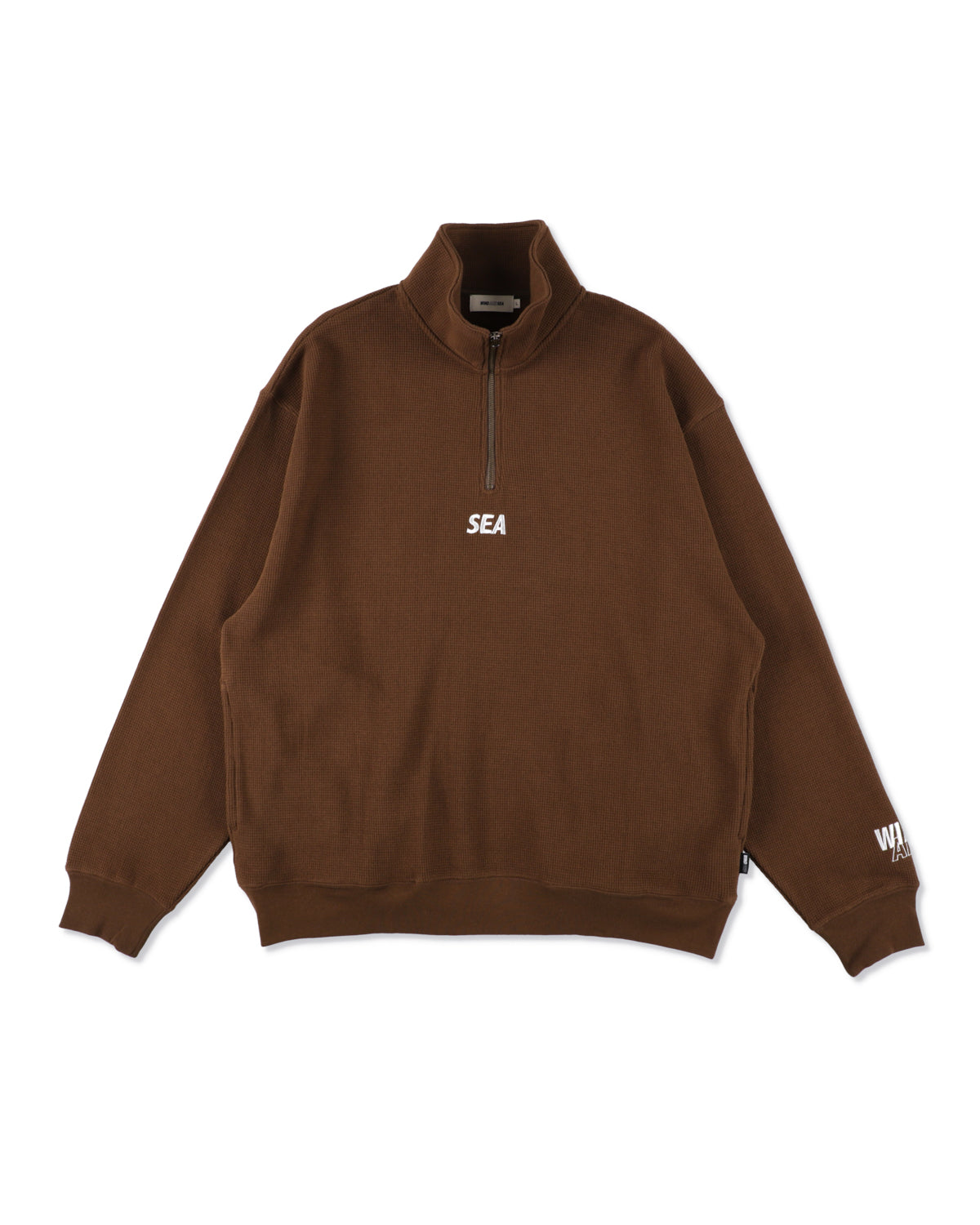 HEAVY WAFFLE HALF ZIP SWEATSHIRT