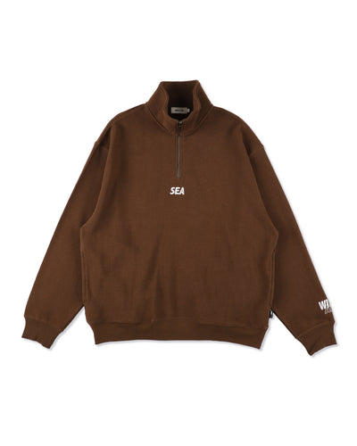 HEAVY WAFFLE HALF ZIP SWEATSHIRT