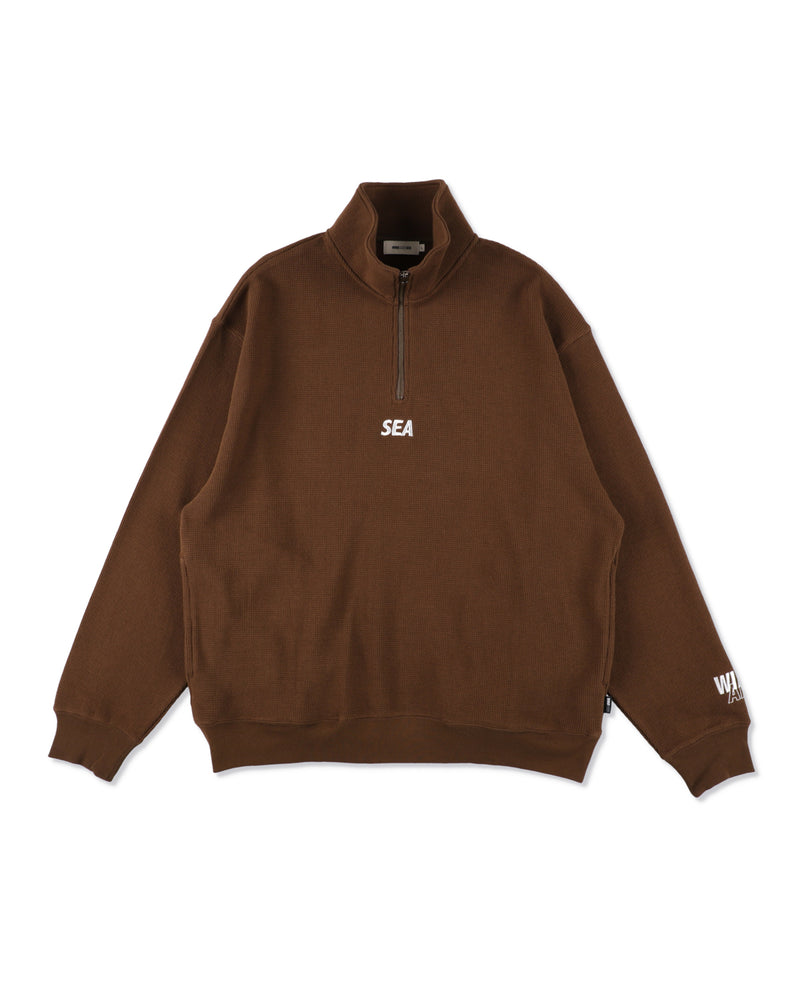 HEAVY WAFFLE HALF ZIP SWEATSHIRT