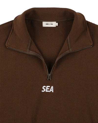 HEAVY WAFFLE HALF ZIP SWEATSHIRT