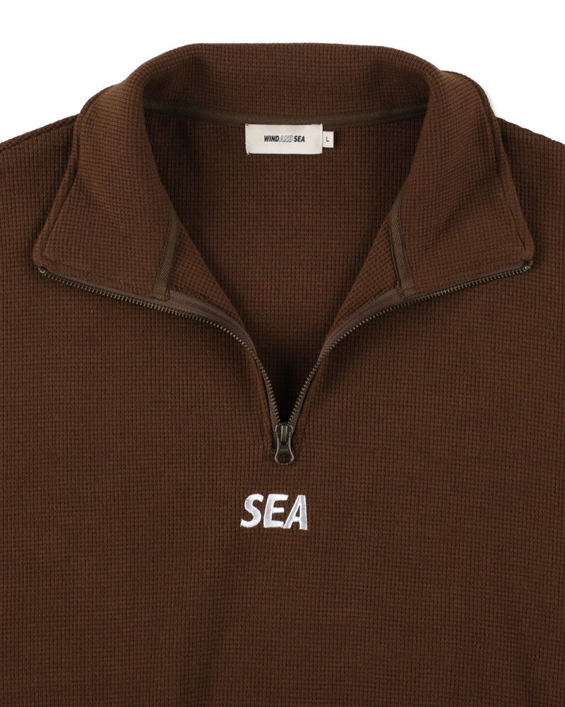 HEAVY WAFFLE HALF ZIP SWEATSHIRT