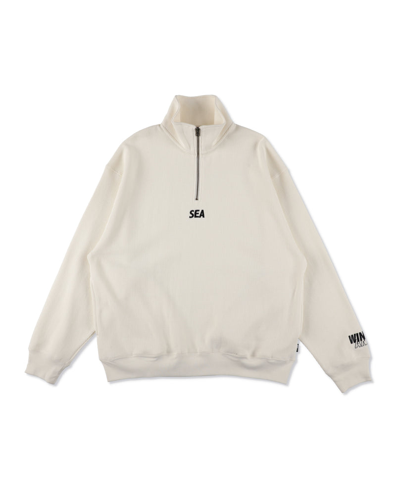 HEAVY WAFFLE HALF ZIP SWEATSHIRT