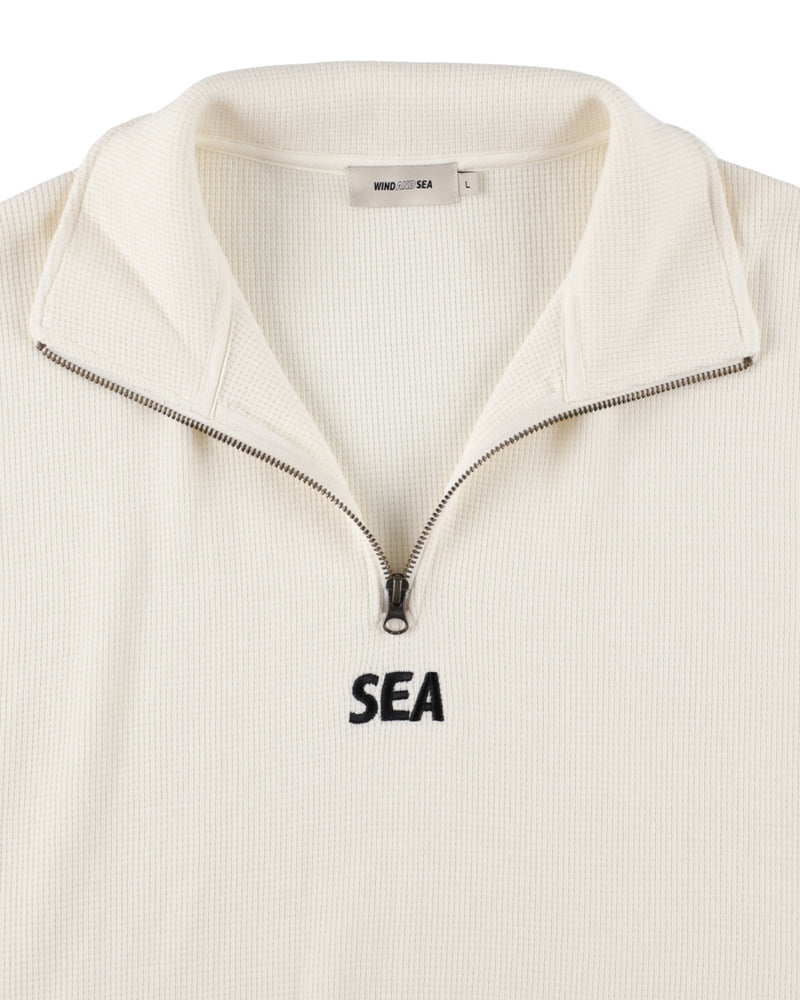 HEAVY WAFFLE HALF ZIP SWEATSHIRT