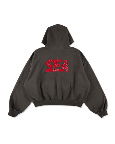 Bandana Patchworked SEA Zip Up Sweatshirt