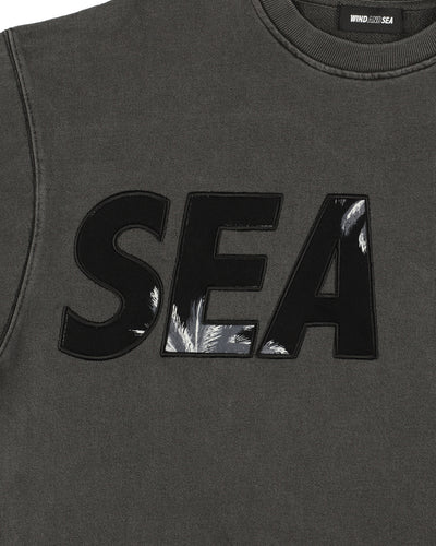 PALM TREE PACHWORK CREW NECK SWEAT SHIRT