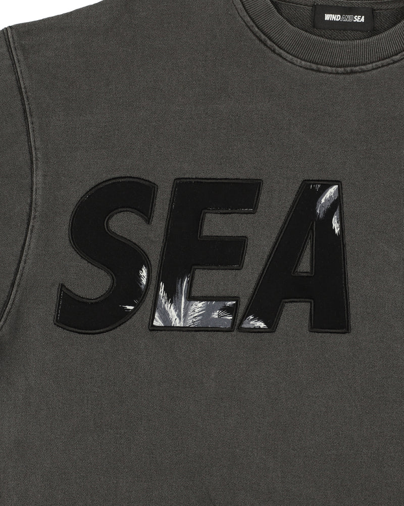 PALM TREE PACHWORK CREW NECK SWEAT SHIRT