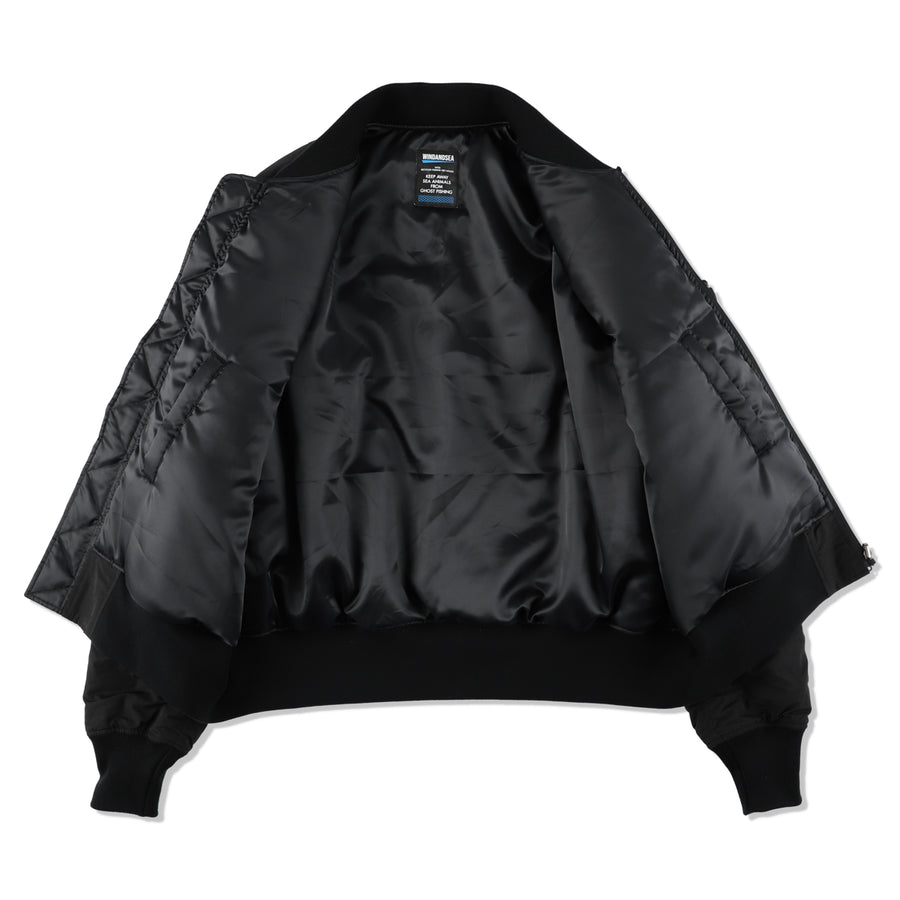 FISHNET RECYCLED NYLON MA-1 JACKET / BLACK