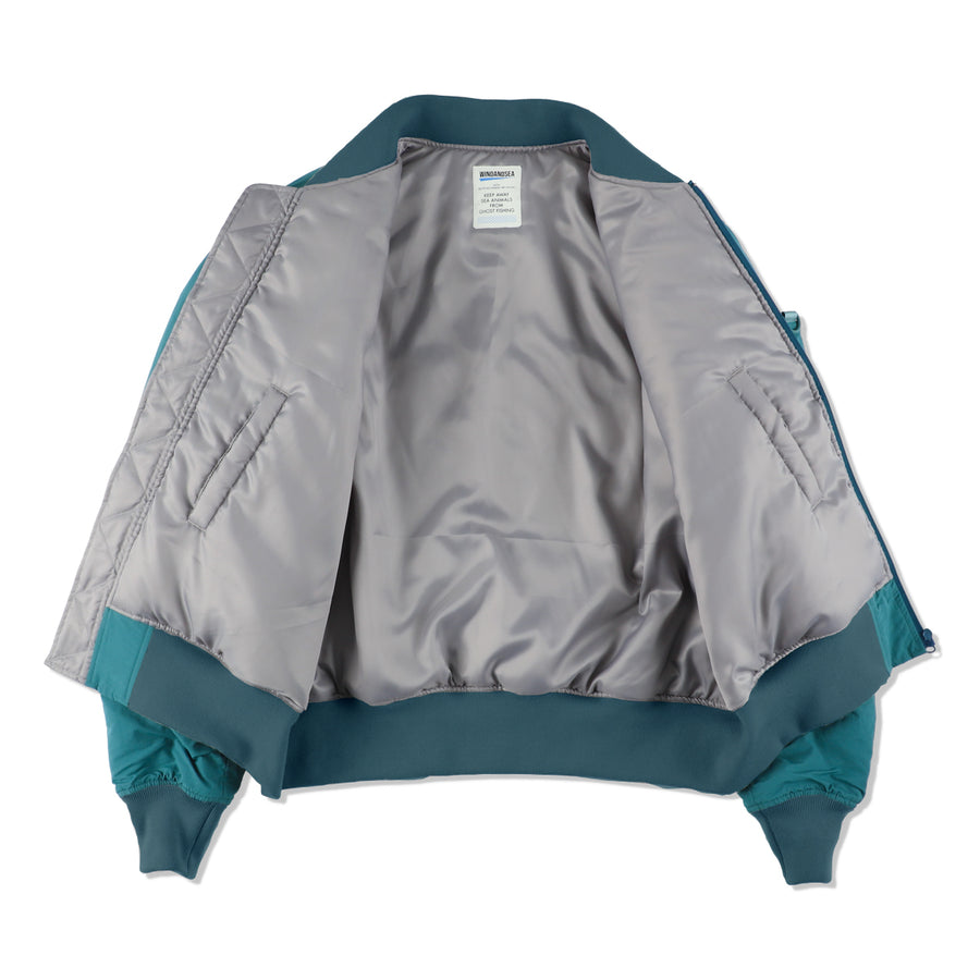 FISHNET RECYCLED NYLON MA-1 JACKET / SEA_FOAM