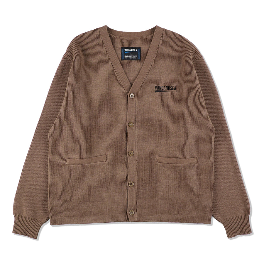 FISHNET RECYCLED NYLON KNIT CARDIGAN / SAND_GRAY