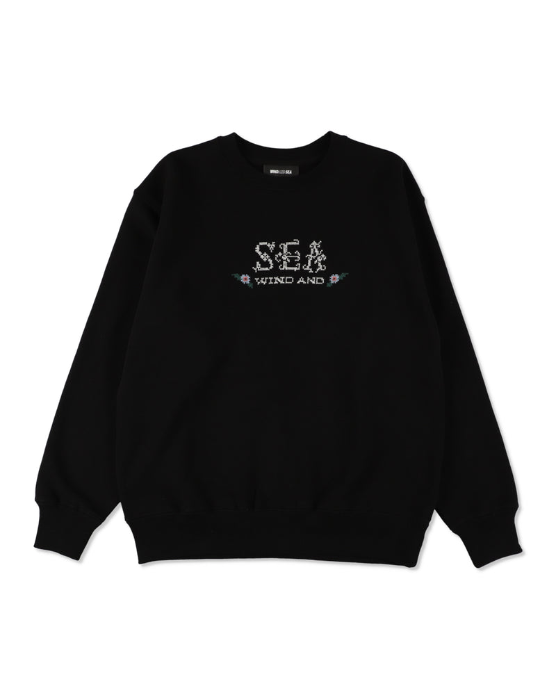 Hand stitch logo crewneck sweatshirt