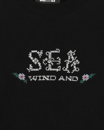 Hand stitch logo crewneck sweatshirt