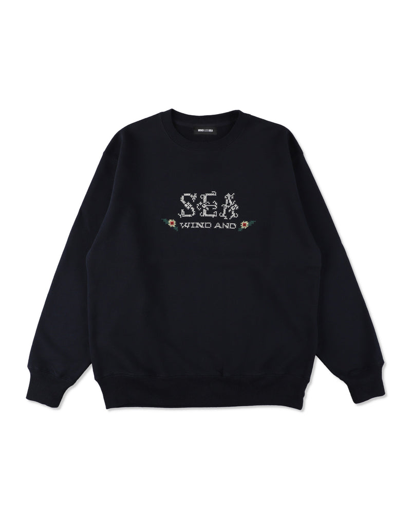 Hand stitch logo crewneck sweatshirt