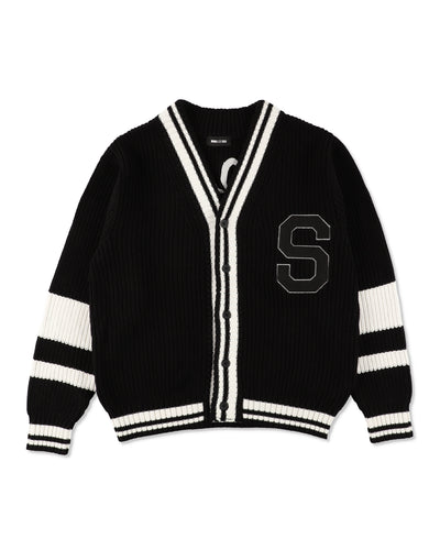 Patch tilden knit cardigan